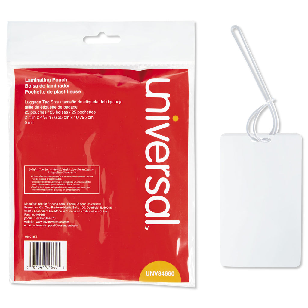Laminating Pouches, 5 mil, 2.5" x 4.25", Gloss Clear, 25/Pack - 