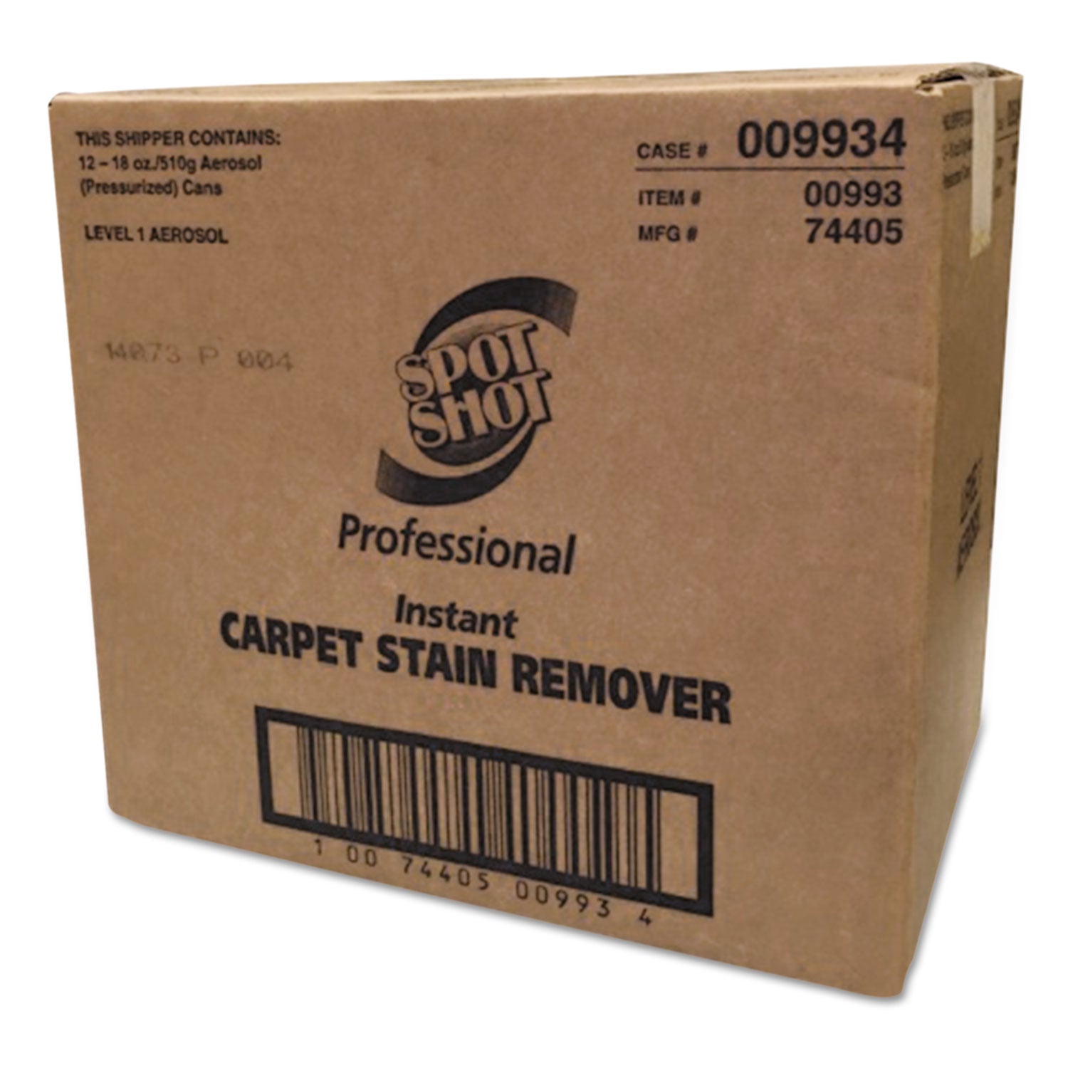 Spot Shot Professional Instant Carpet Stain Remover, 18 oz Aerosol Spray, 12/Carton - 