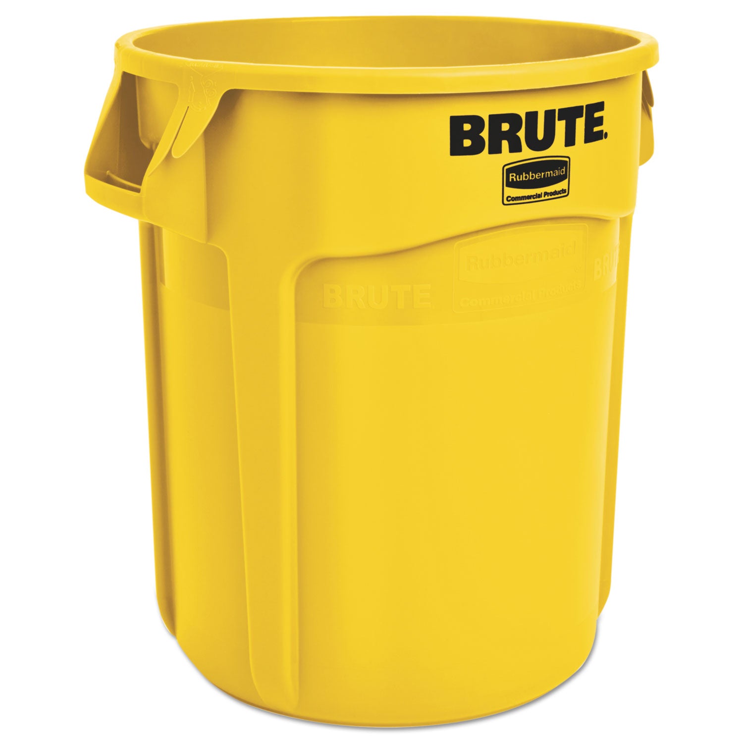 Vented Round Brute Container, 20 gal, Plastic, Yellow - 1