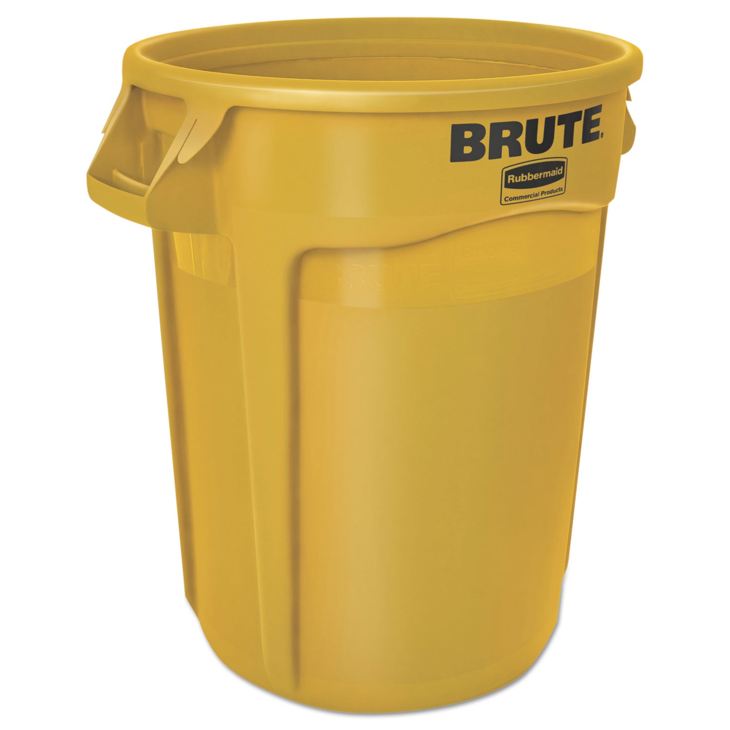 Vented Round Brute Container, 32 gal, Plastic, Yellow - 2