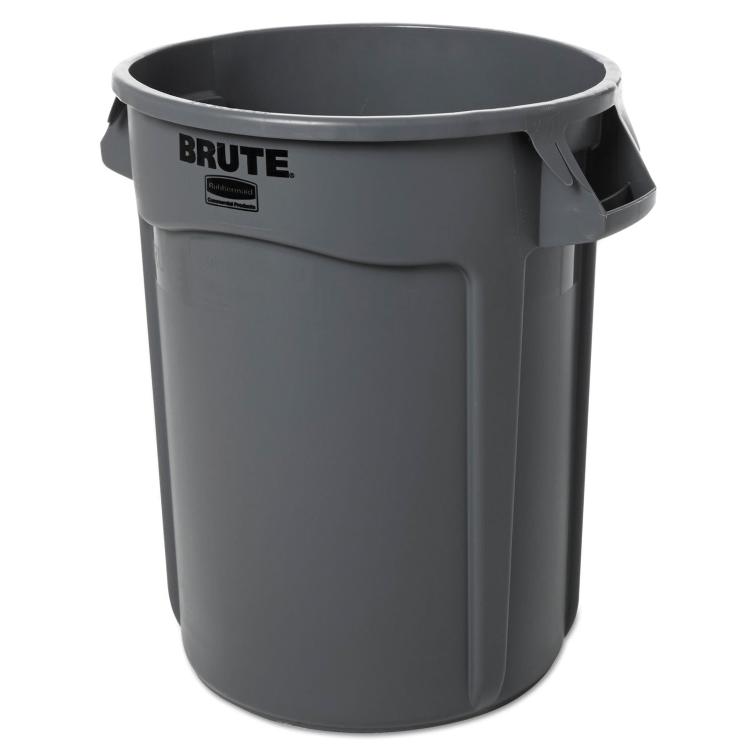 Vented Round Brute Container, 32 gal, Plastic, Gray - 1