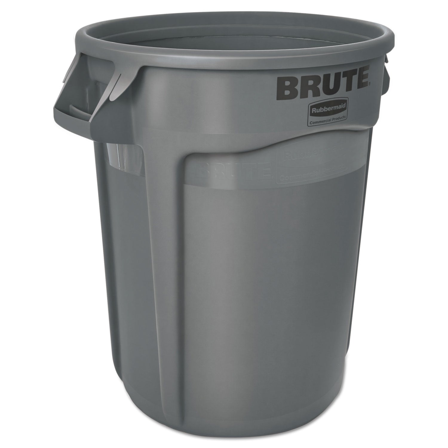 Vented Round Brute Container, 32 gal, Plastic, Gray - 2