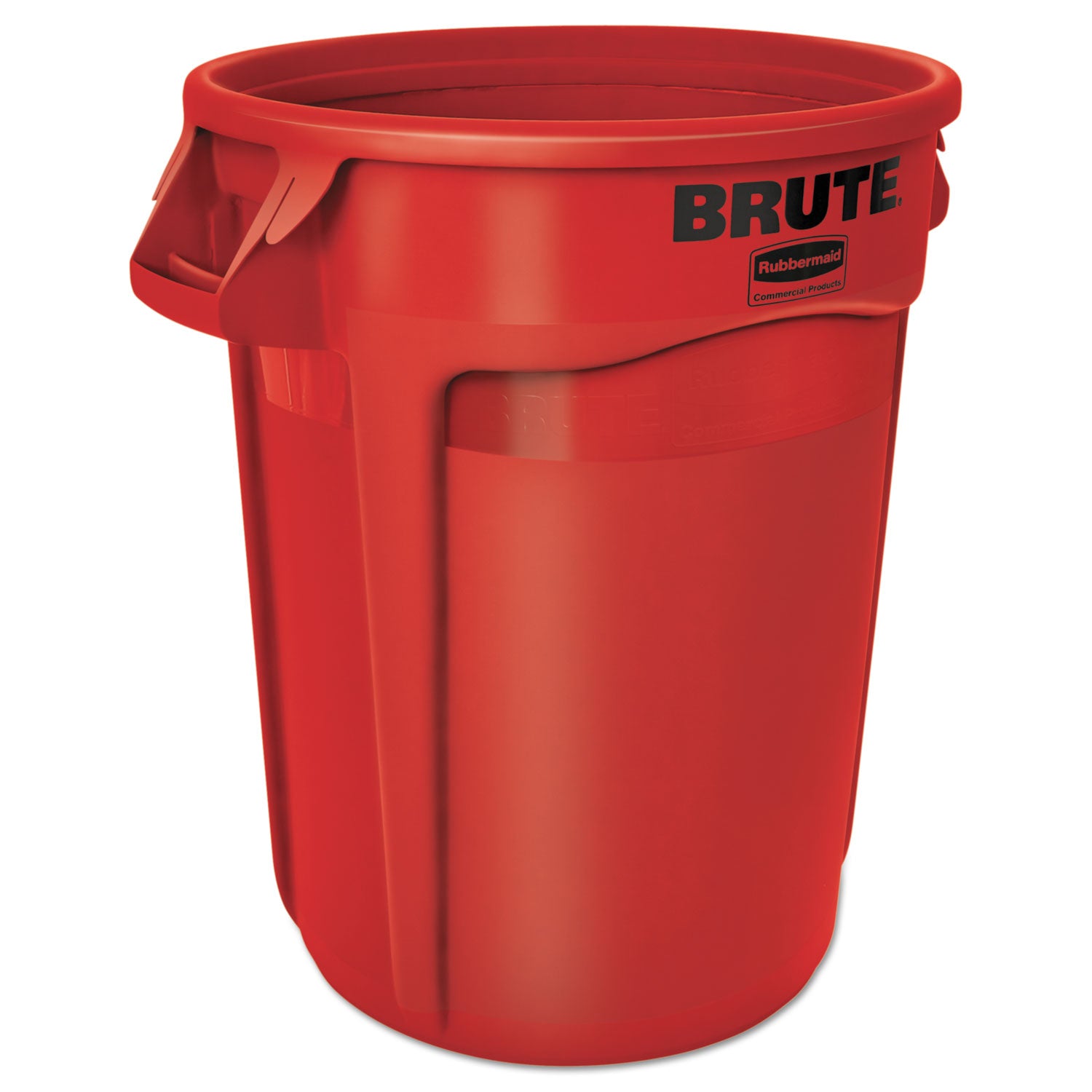 Vented Round Brute Container, 32 gal, Plastic, Red - 1