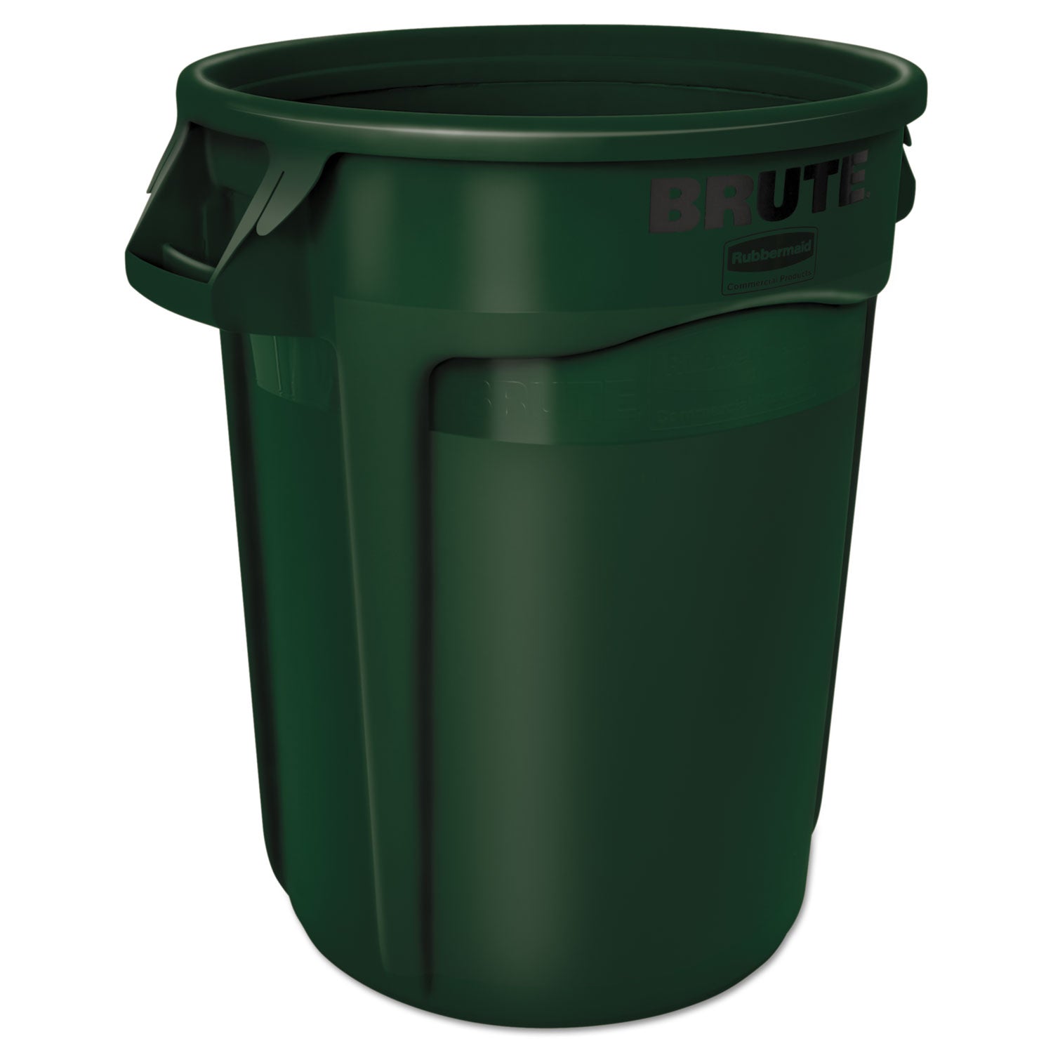 Vented Round Brute Container, 32 gal, Plastic, Dark Green - 1