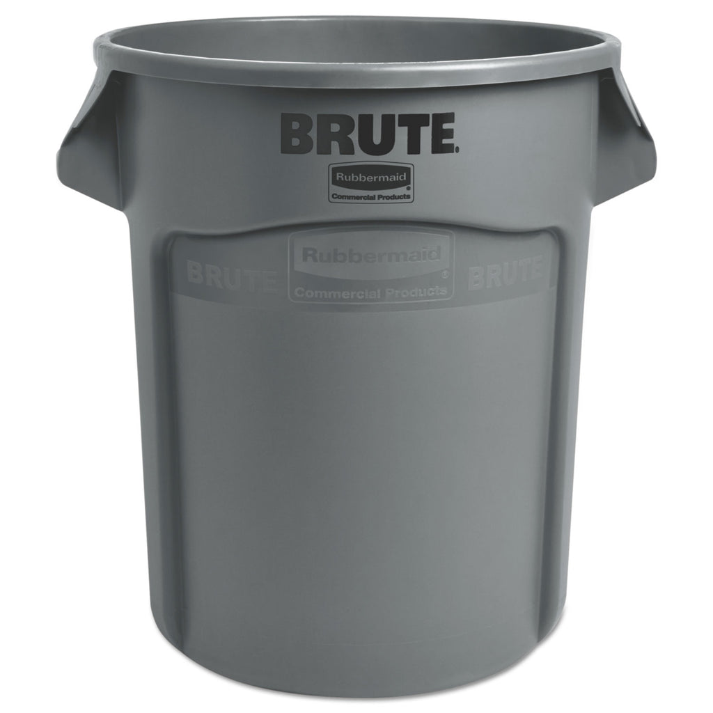 Vented Round Brute Container, 20 gal, Plastic, Gray