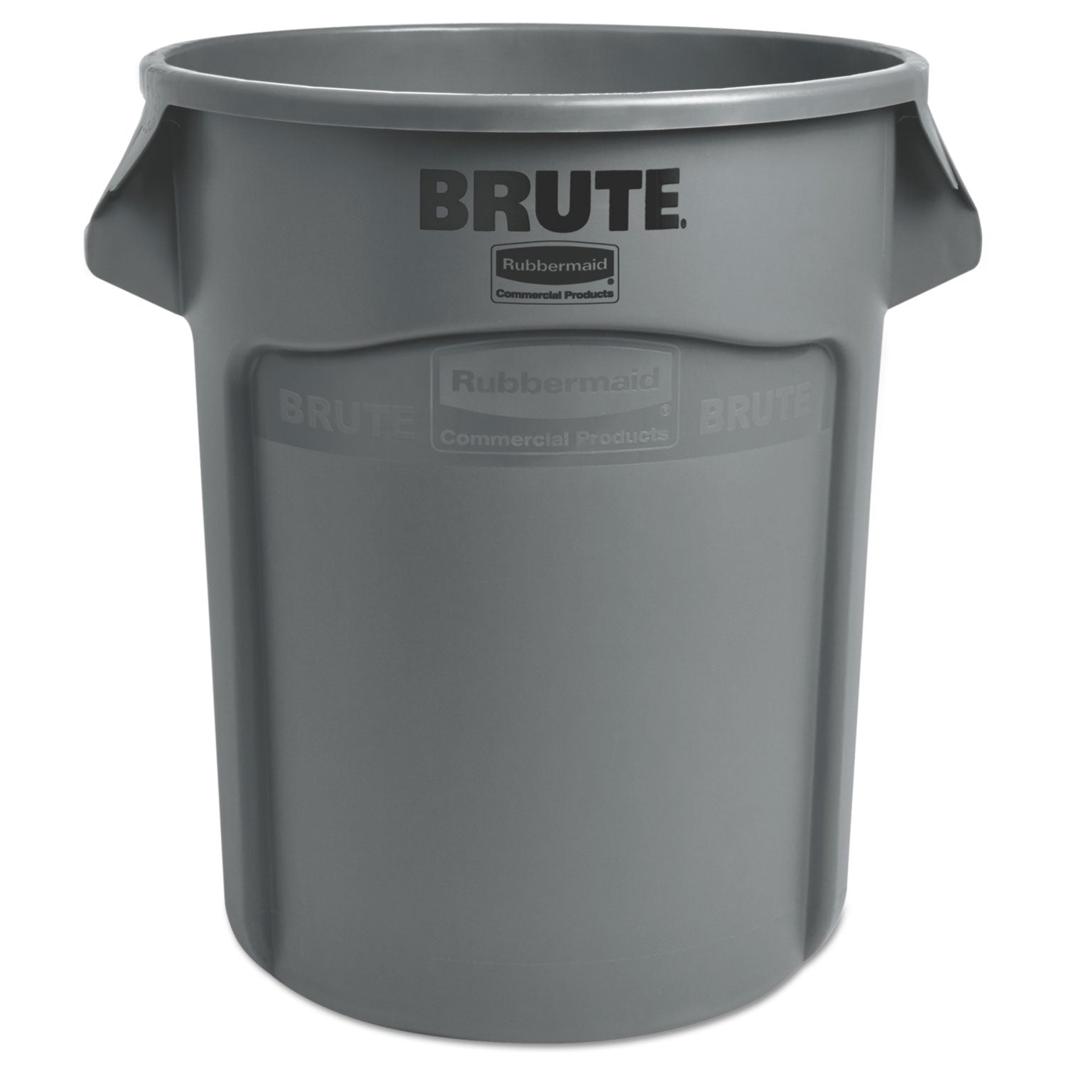 Vented Round Brute Container, 20 gal, Plastic, Gray