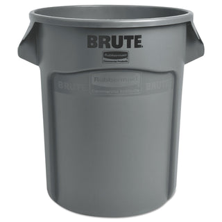 Vented Round Brute Container, 20 gal, Plastic, Gray