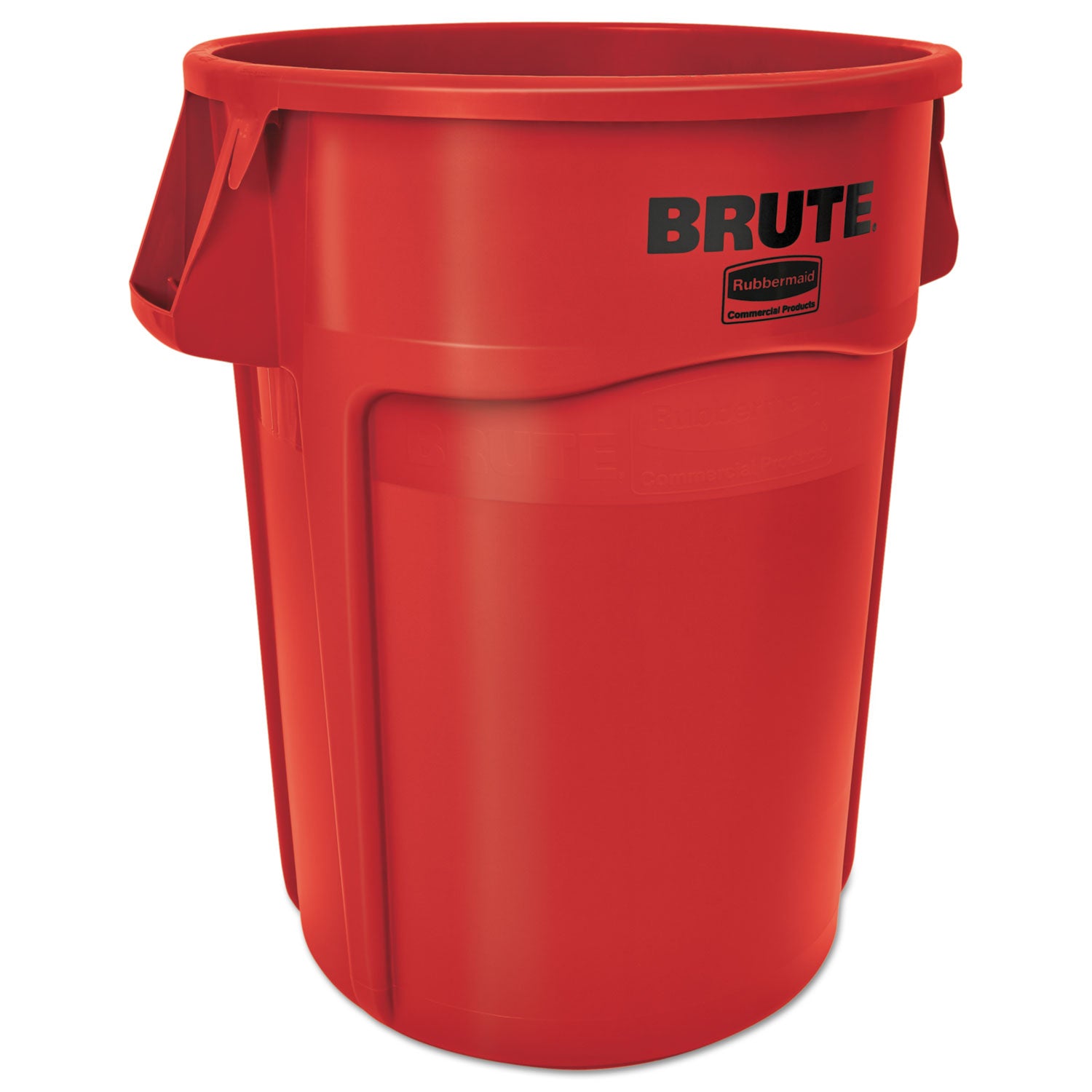 Vented Round Brute Container, 44 gal, Plastic, Red - 1