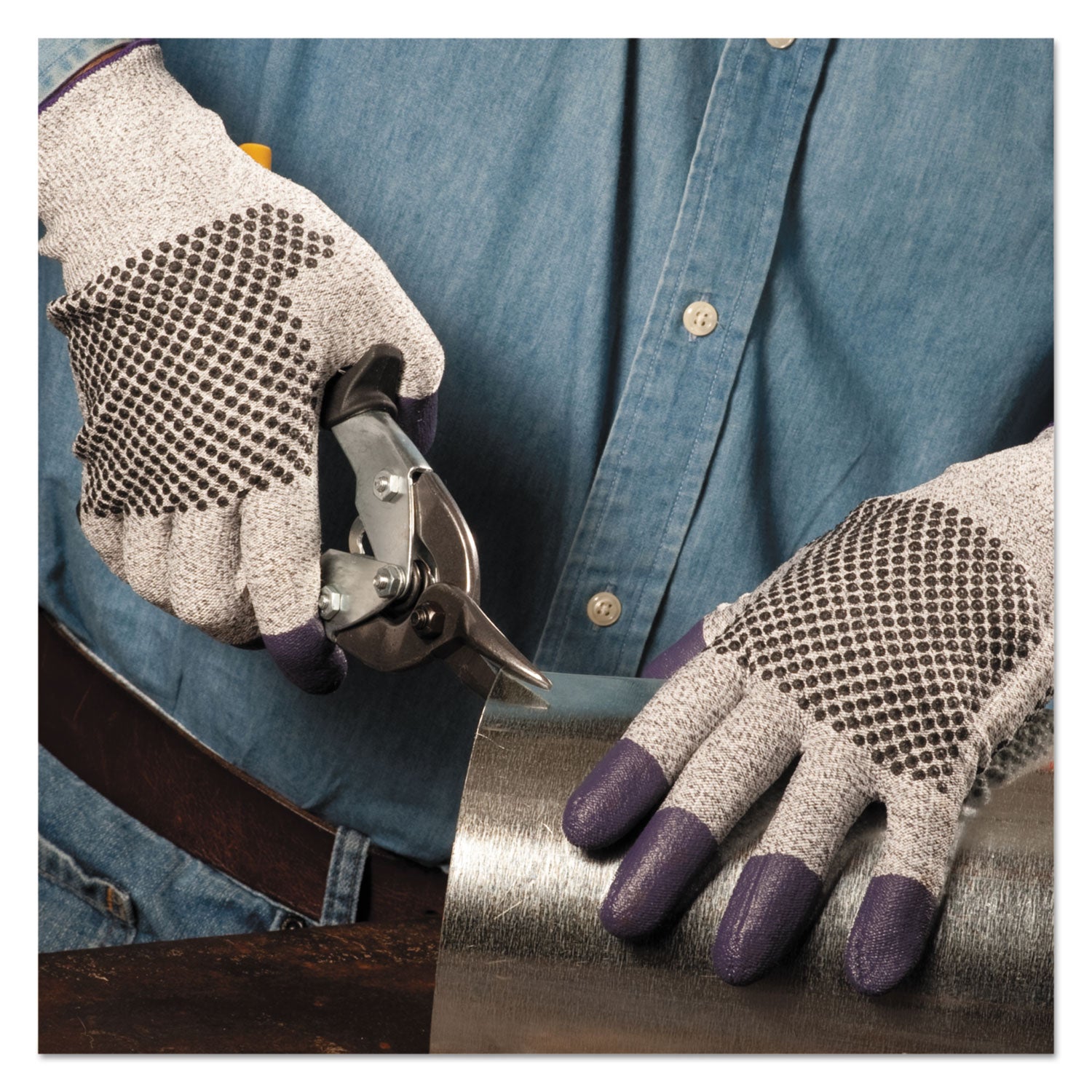 G60 Purple Nitrile Gloves, 240mm Length, Large/Size 9, Black/White, 12 Pairs/Carton - 