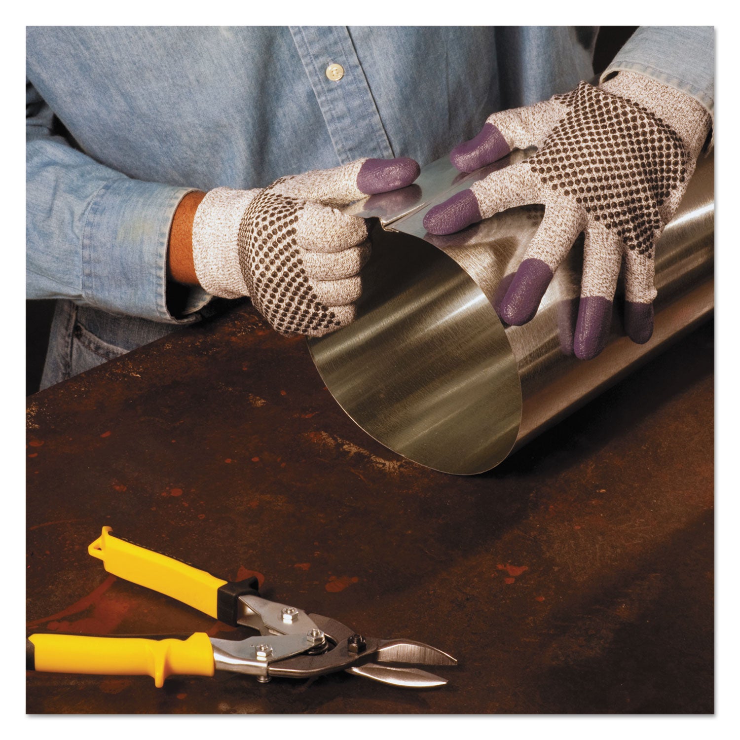 G60 Purple Nitrile Gloves, 240mm Length, Large/Size 9, Black/White, 12 Pairs/Carton - 