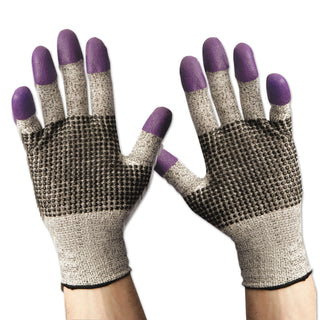 G60 Purple Nitrile Gloves, 240 mm Length, Large/Size 9, Black/White, Pair