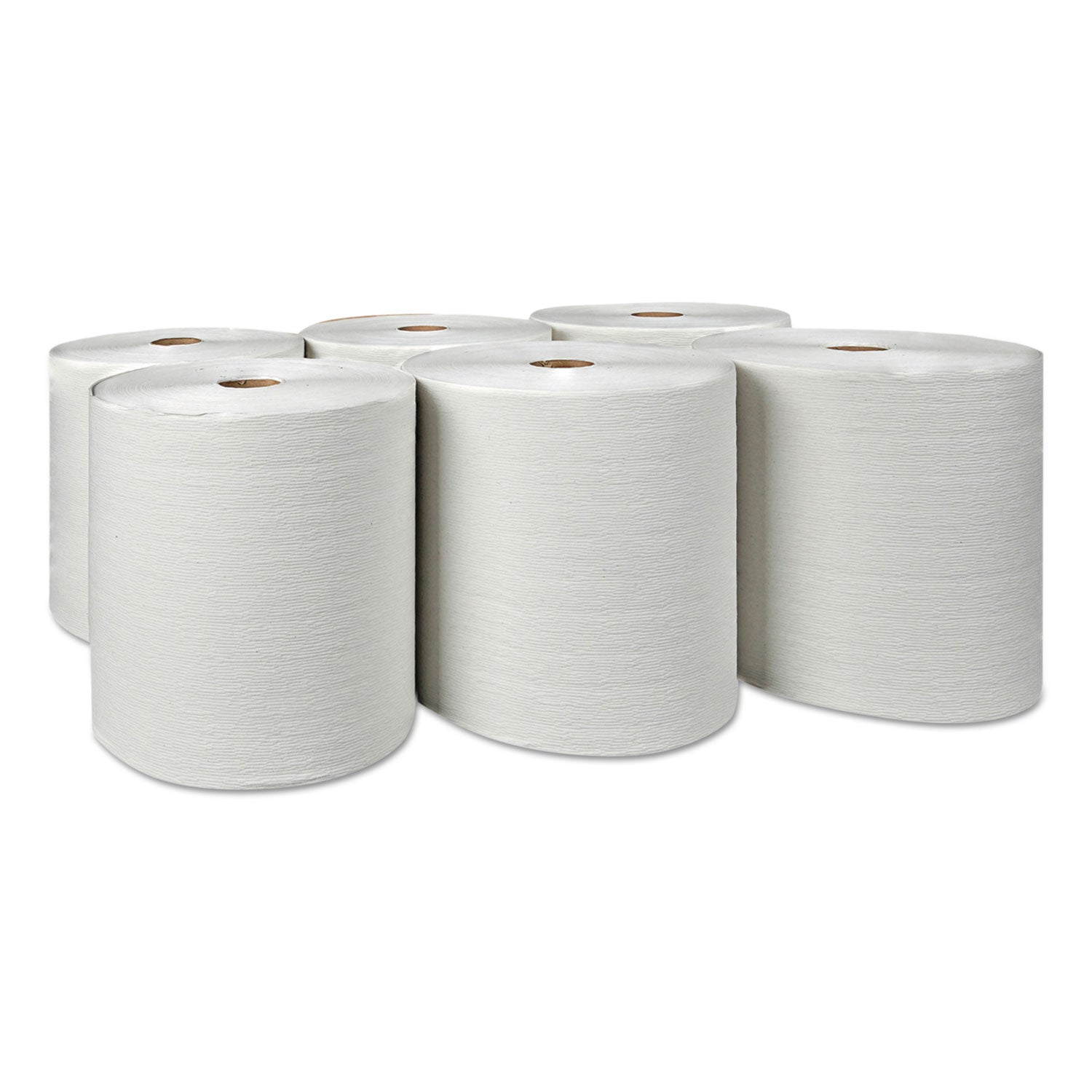 Hard Roll Paper Towels with Premium Absorbency Pockets, 1-Ply, 8" x 600 ft, 1.5" Core, White, 6 Rolls/Carton - 