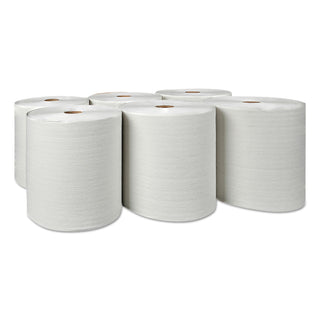 Hard Roll Paper Towels with Premium Absorbency Pockets, 1-Ply, 8" x 600 ft, 1.5" Core, White, 6 Rolls/Carton - 