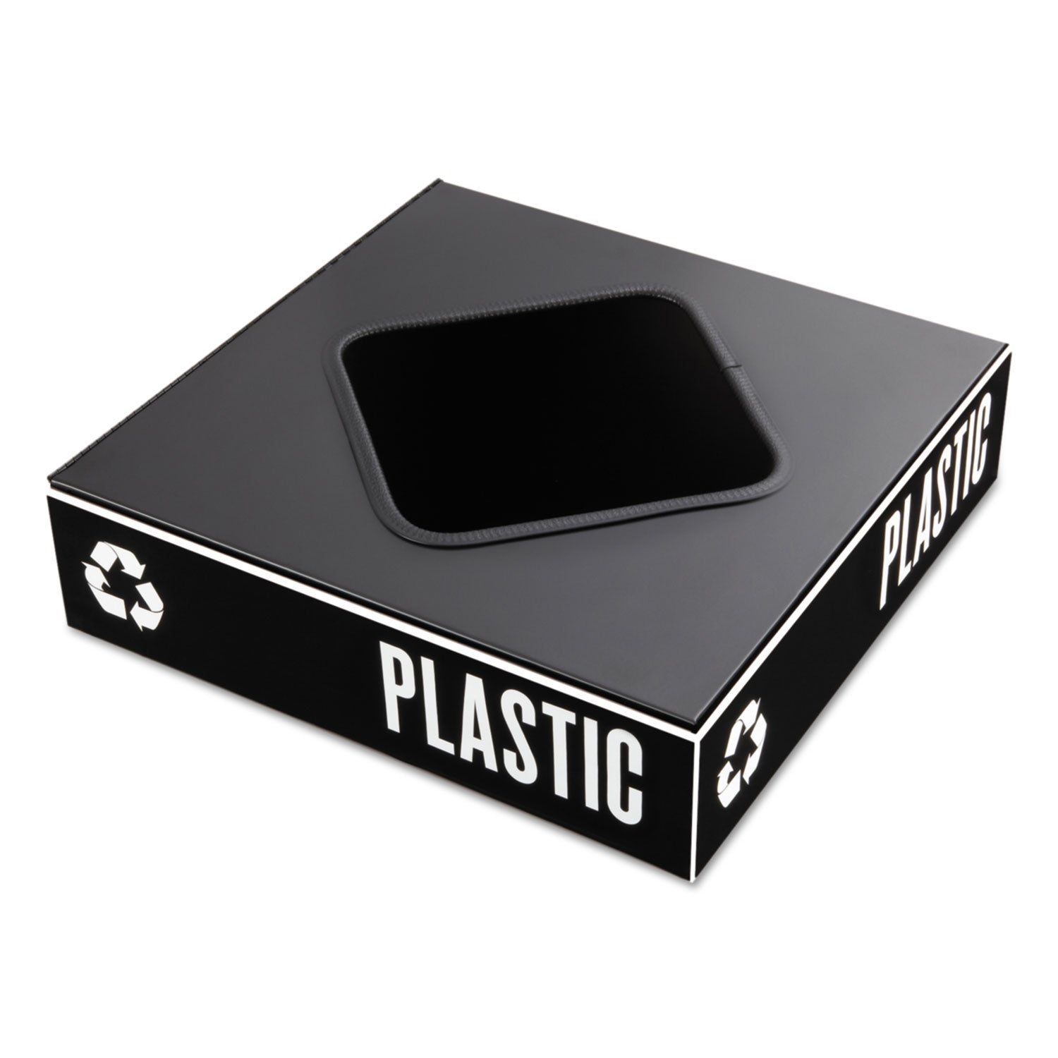 Public Square Recycling Container Lid, Square Opening, 15.25w x 15.25d x 2h, Black - 