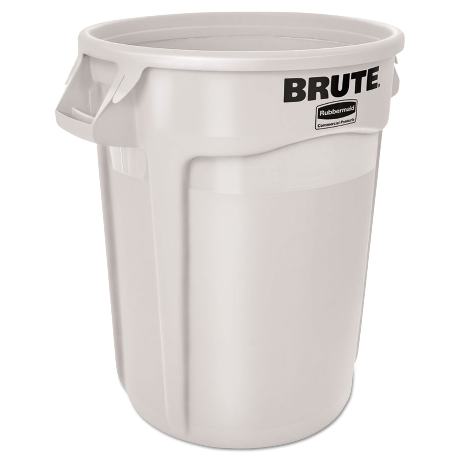 Vented Round Brute Container, 32 gal, Plastic, White - 2