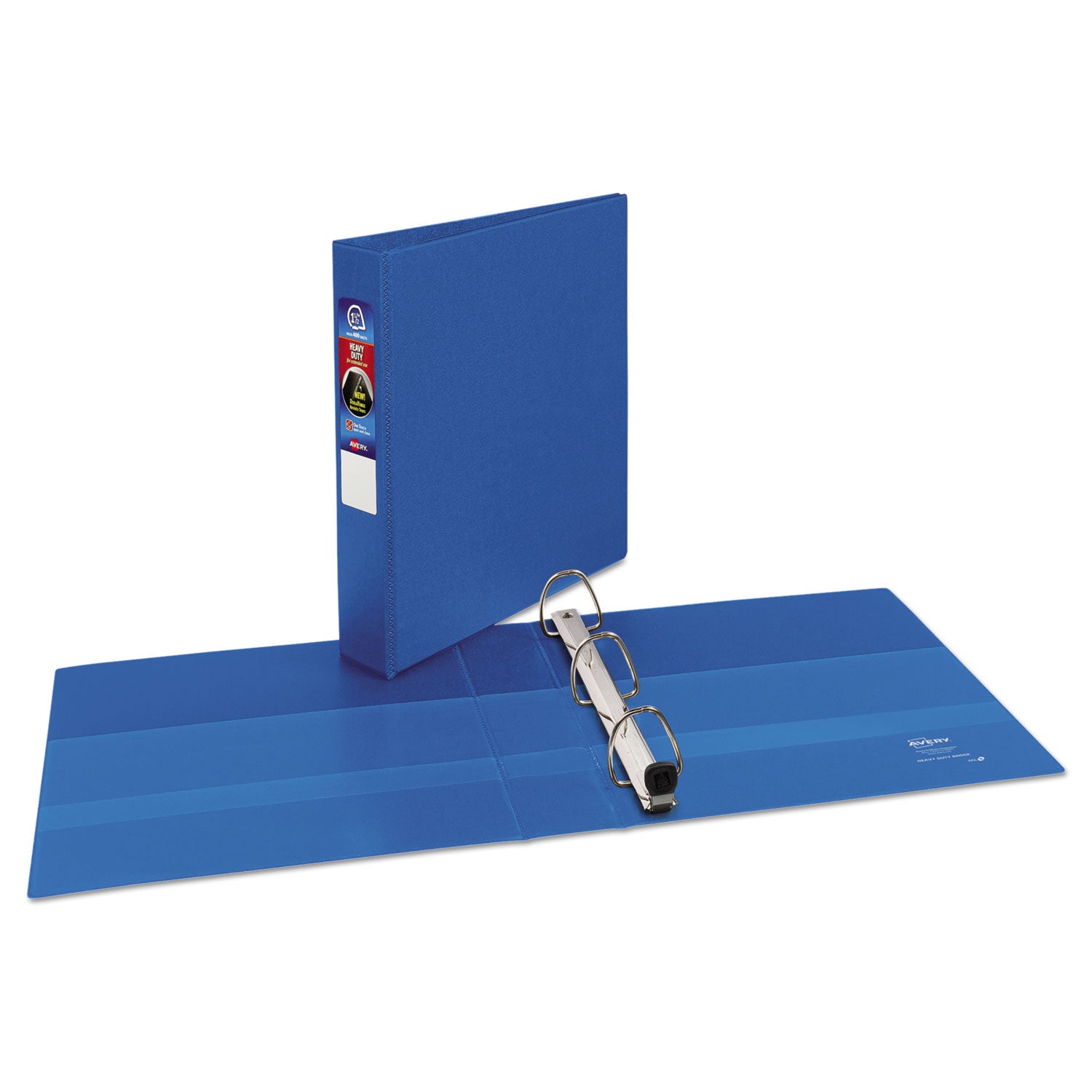 Heavy-Duty Non-View Binder with DuraHinge and One Touch EZD Rings, 3 Rings, 1.5" Capacity, 11 x 8.5, Blue - 