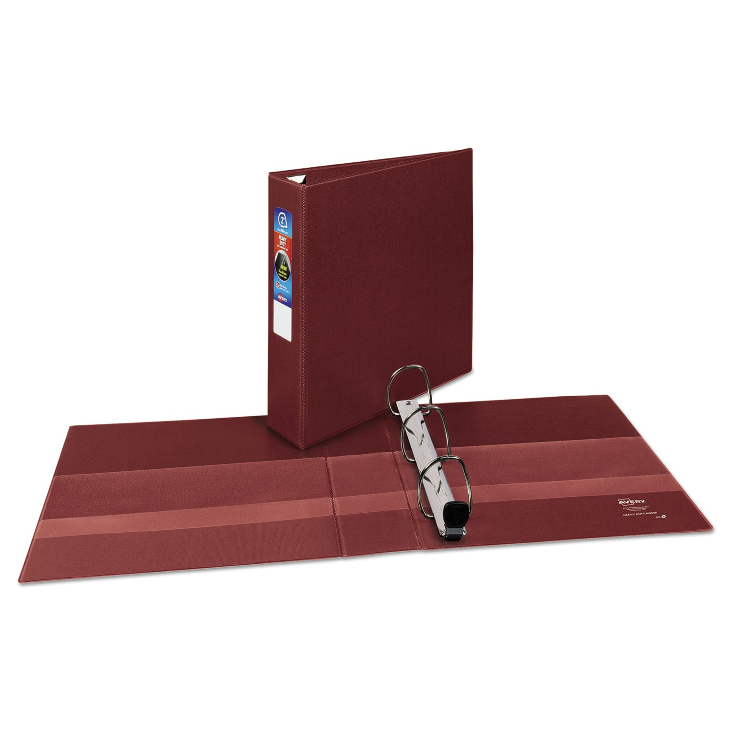 Heavy-Duty Non-View Binder with DuraHinge and One Touch EZD Rings, 3 Rings, 2" Capacity, 11 x 8.5, Maroon - 