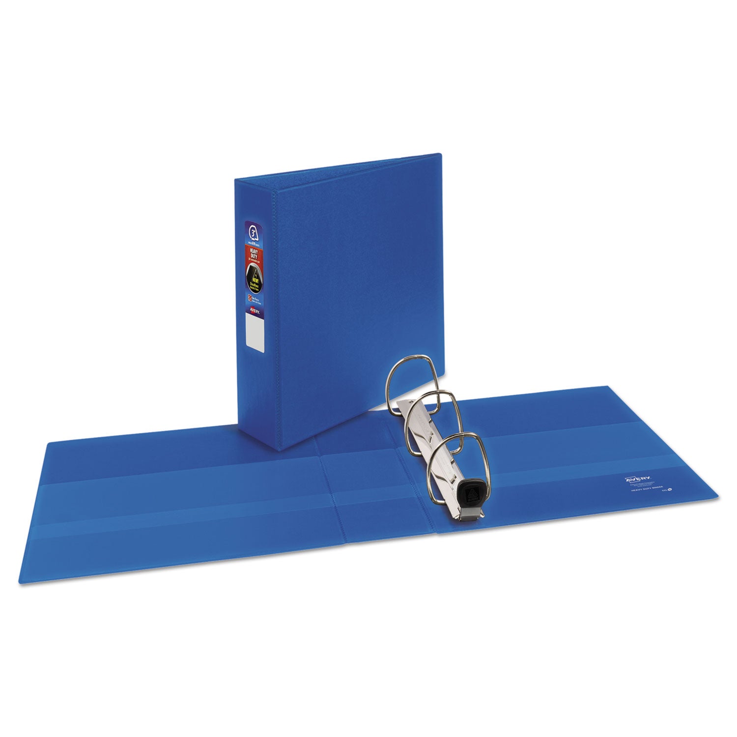 Heavy-Duty Non-View Binder with DuraHinge and Locking One Touch EZD Rings, 3 Rings, 3" Capacity, 11 x 8.5, Blue - 