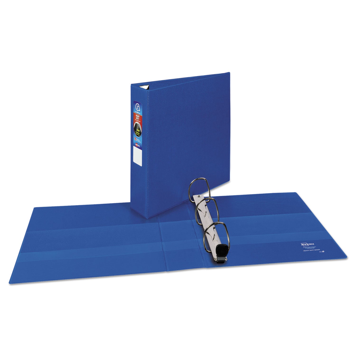 Heavy-Duty Non-View Binder with DuraHinge and One Touch EZD Rings, 3 Rings, 2" Capacity, 11 x 8.5, Blue - 