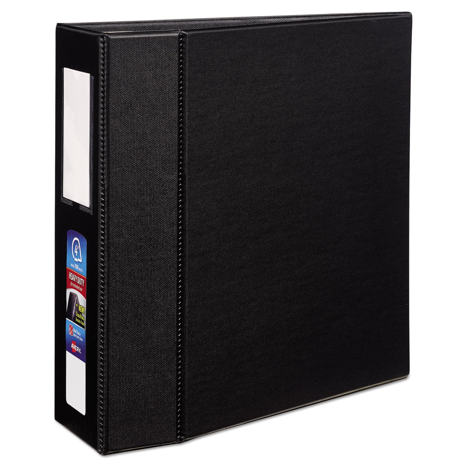 Heavy-Duty Non-View Binder with DuraHinge, Three Locking One Touch EZD Rings and Spine Label, 4" Capacity, 11 x 8.5, Black - 