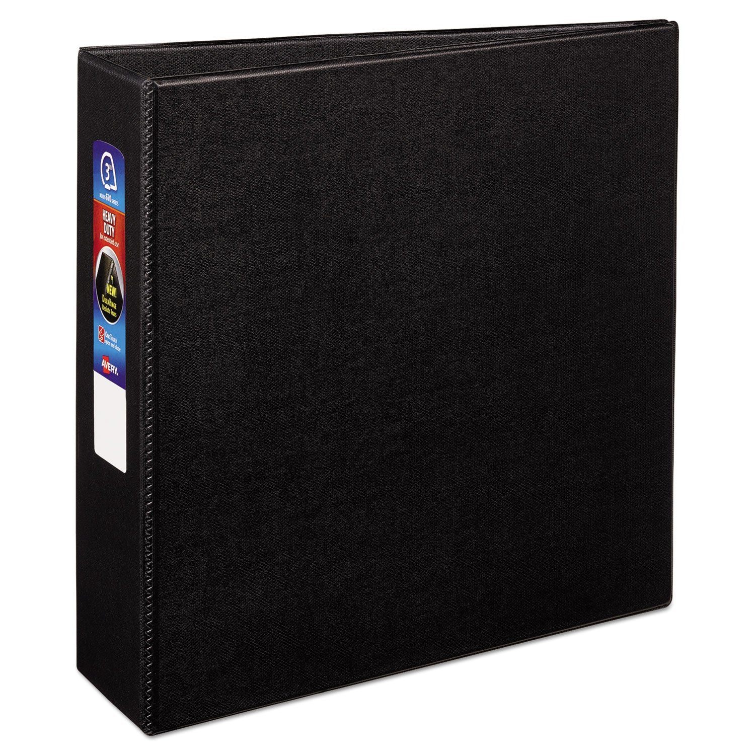 Heavy-Duty Non-View Binder with DuraHinge and Locking One Touch EZD Rings, 3 Rings, 3" Capacity, 11 x 8.5, Black - 