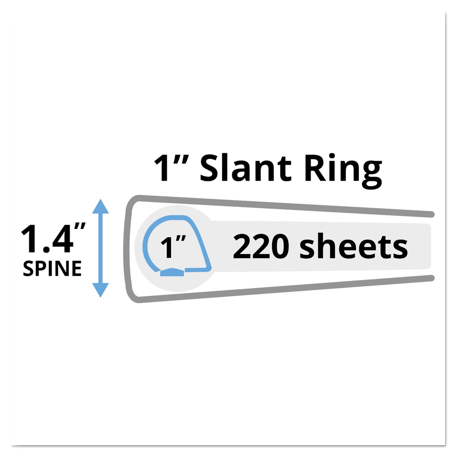 Heavy-Duty Non Stick View Binder with DuraHinge and Slant Rings, 3 Rings, 1" Capacity, 11 x 8.5, Black, (5300) - 