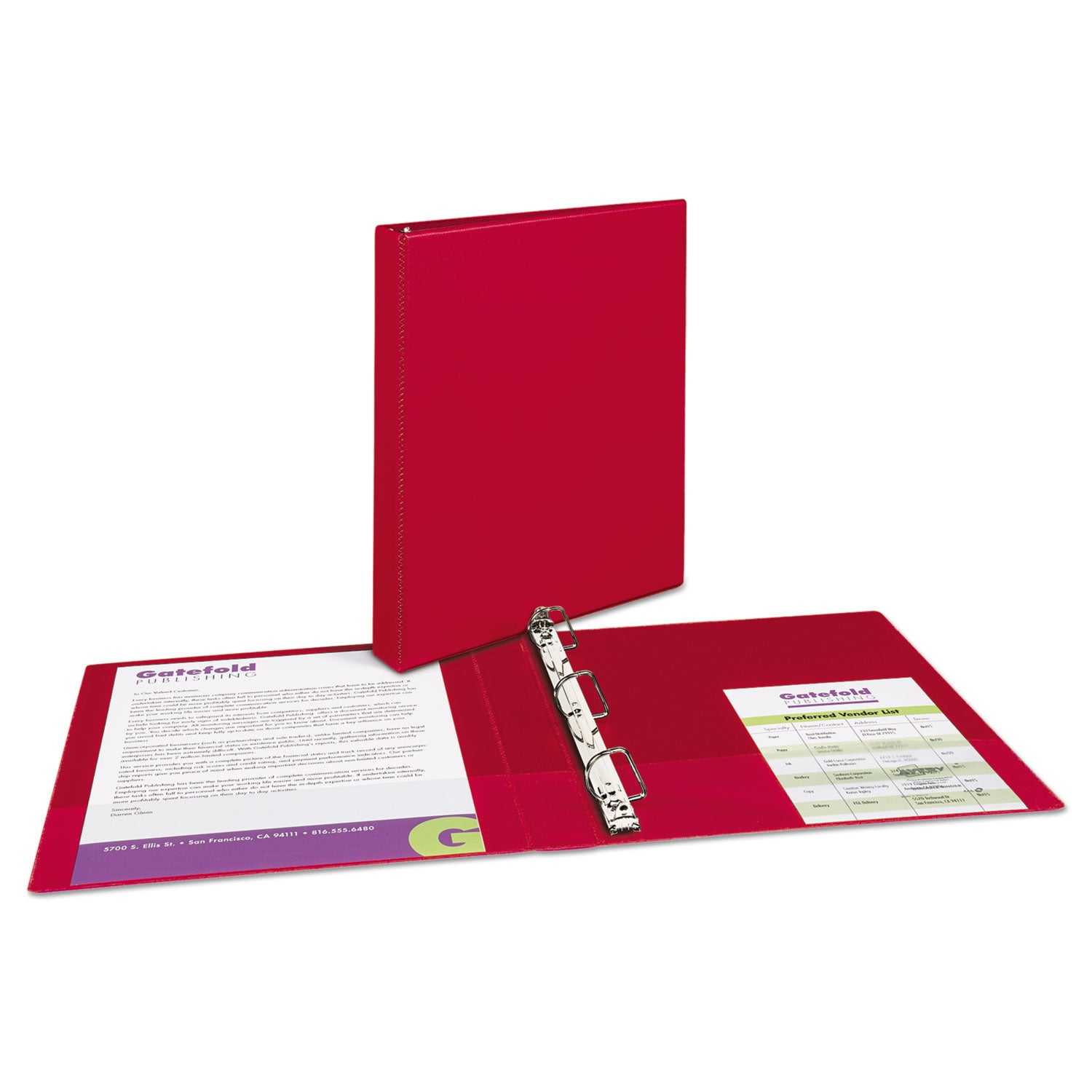 Durable Non-View Binder with DuraHinge and Slant Rings, 3 Rings, 1" Capacity, 11 x 8.5, Red - 