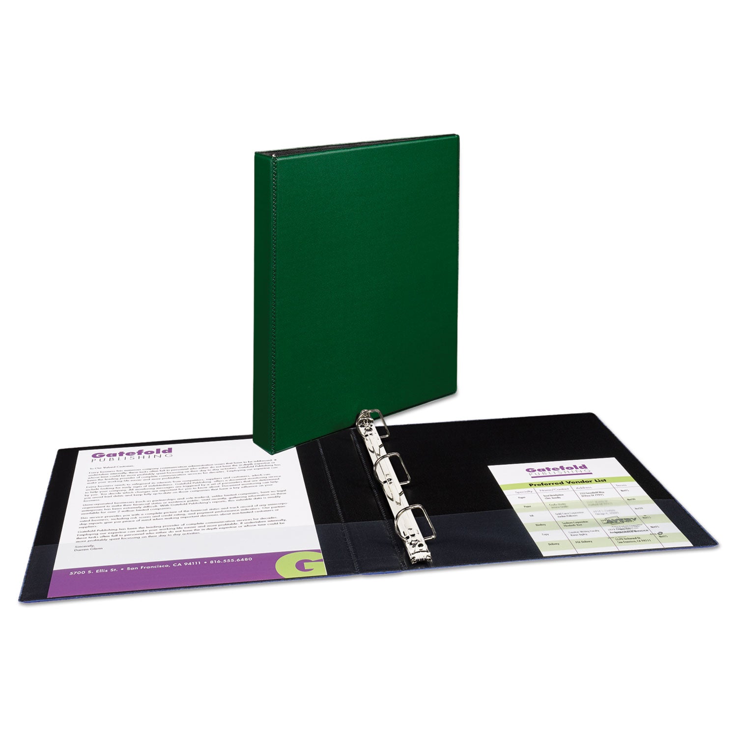 Durable Non-View Binder with DuraHinge and Slant Rings, 3 Rings, 1" Capacity, 11 x 8.5, Green - 
