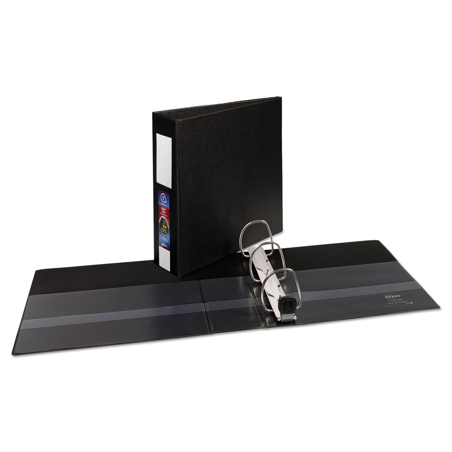 Heavy-Duty Non-View Binder with DuraHinge, Three Locking One Touch EZD Rings and Spine Label, 3" Capacity, 11 x 8.5, Black - 