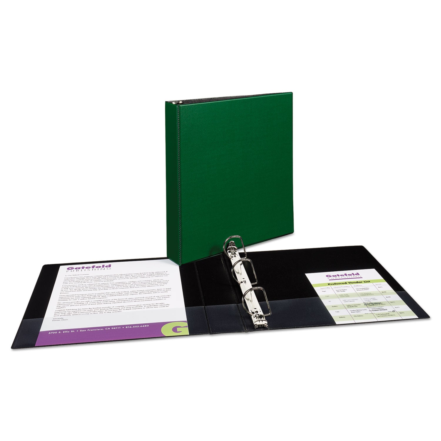 Durable Non-View Binder with DuraHinge and Slant Rings, 3 Rings, 1.5" Capacity, 11 x 8.5, Green - 