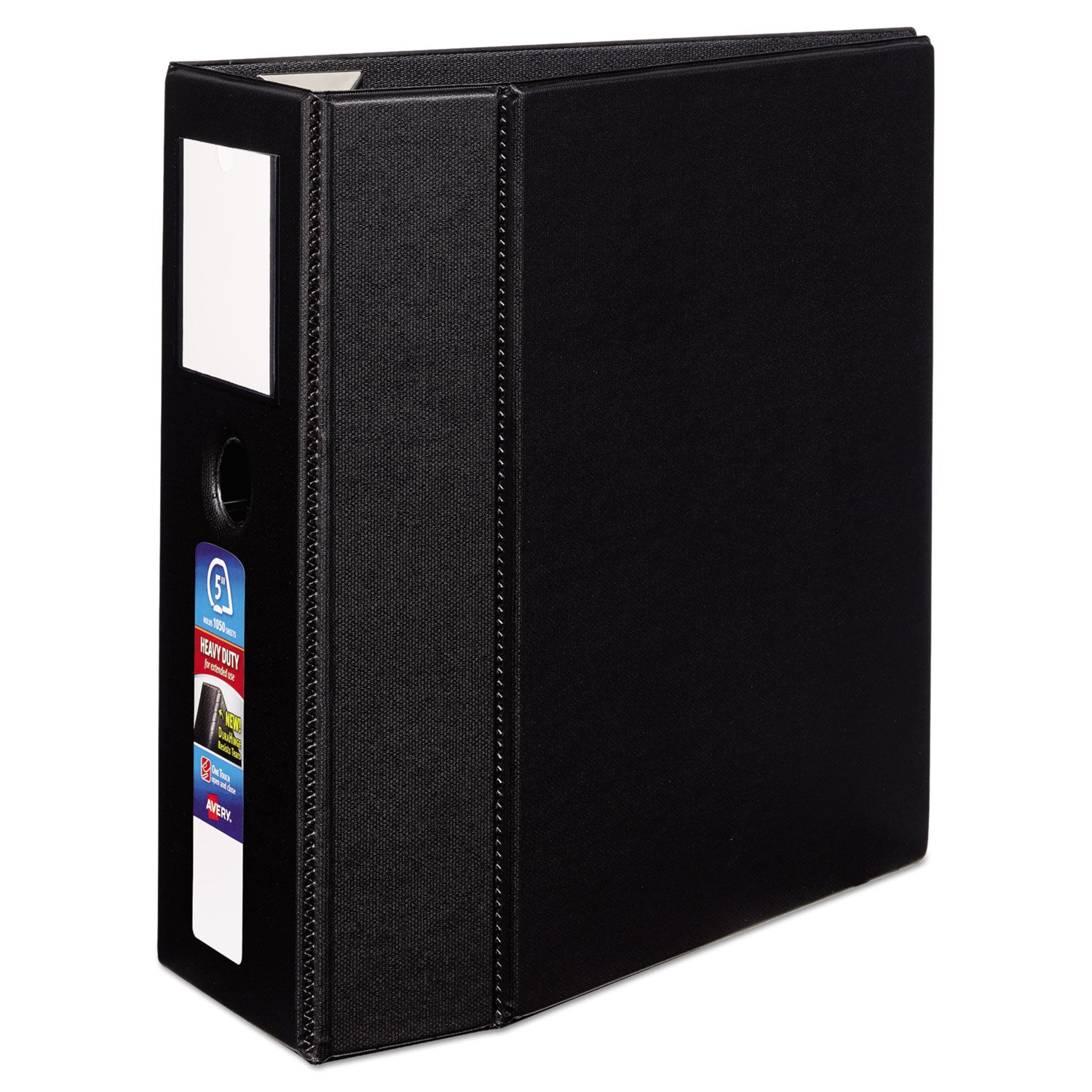 Heavy-Duty Non-View Binder, DuraHinge, Three Locking One Touch EZD Rings, Spine Label, Thumb Notch, 5" Cap, 11 x 8.5, Black - 