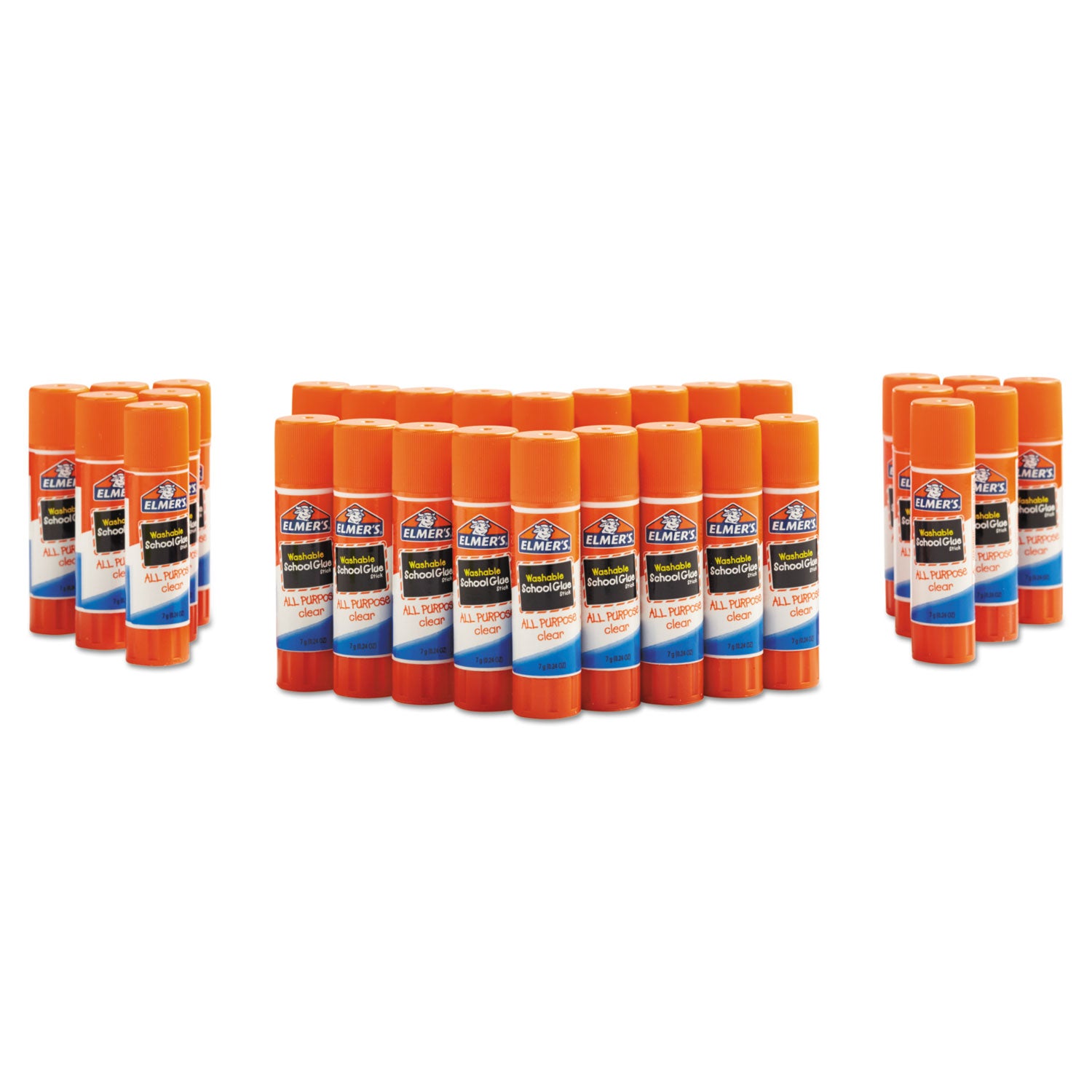 Washable School Glue Sticks, 0.24 oz, Applies and Dries Clear, 30/Box - 