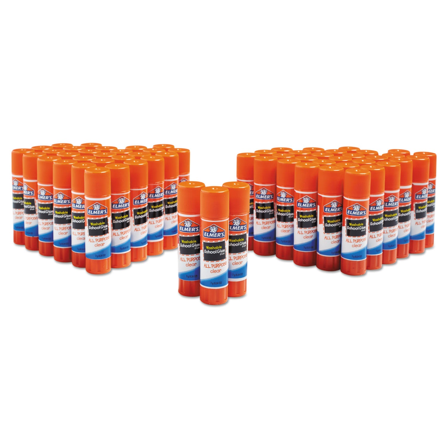 Washable School Glue Sticks, 0.24 oz, Applies and Dries Clear, 60/Box - 