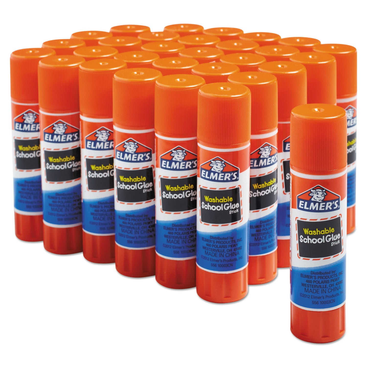 Washable School Glue Sticks, 0.24 oz, Applies and Dries Clear, 30/Box - 