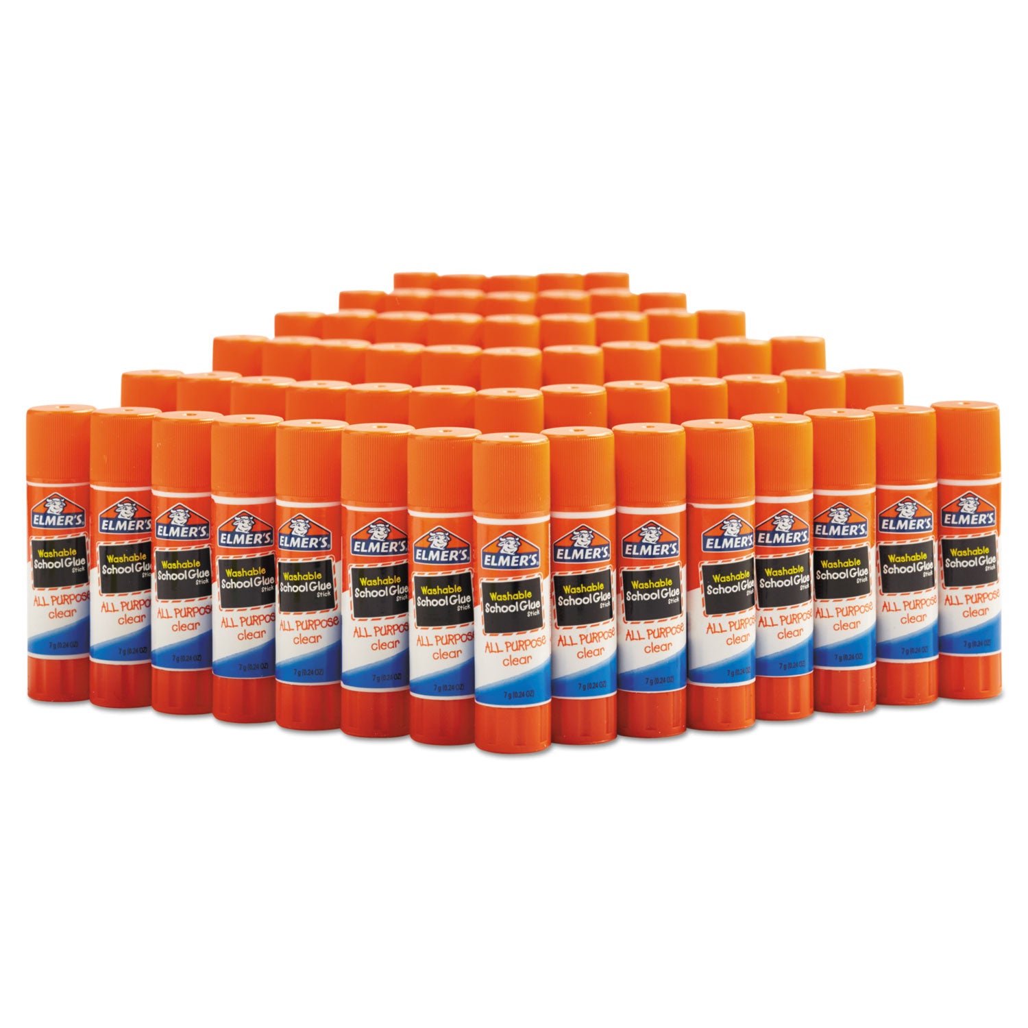Washable School Glue Sticks, 0.24 oz, Applies and Dries Clear, 60/Box - 