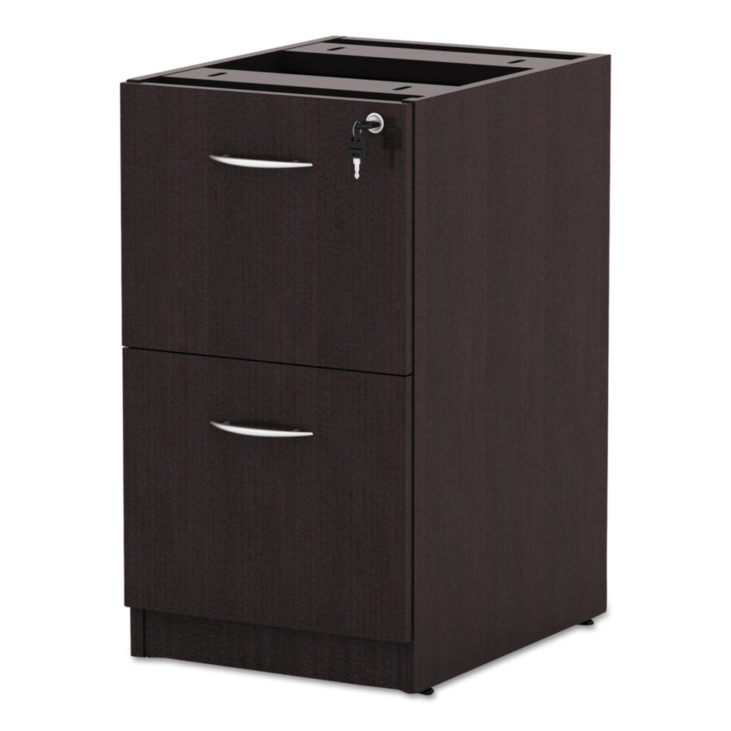 Alera Valencia Series Full Pedestal File, Left or Right, 2 Legal/Letter-Size File Drawers, Espresso, 15.63" x 20.5" x 28.5