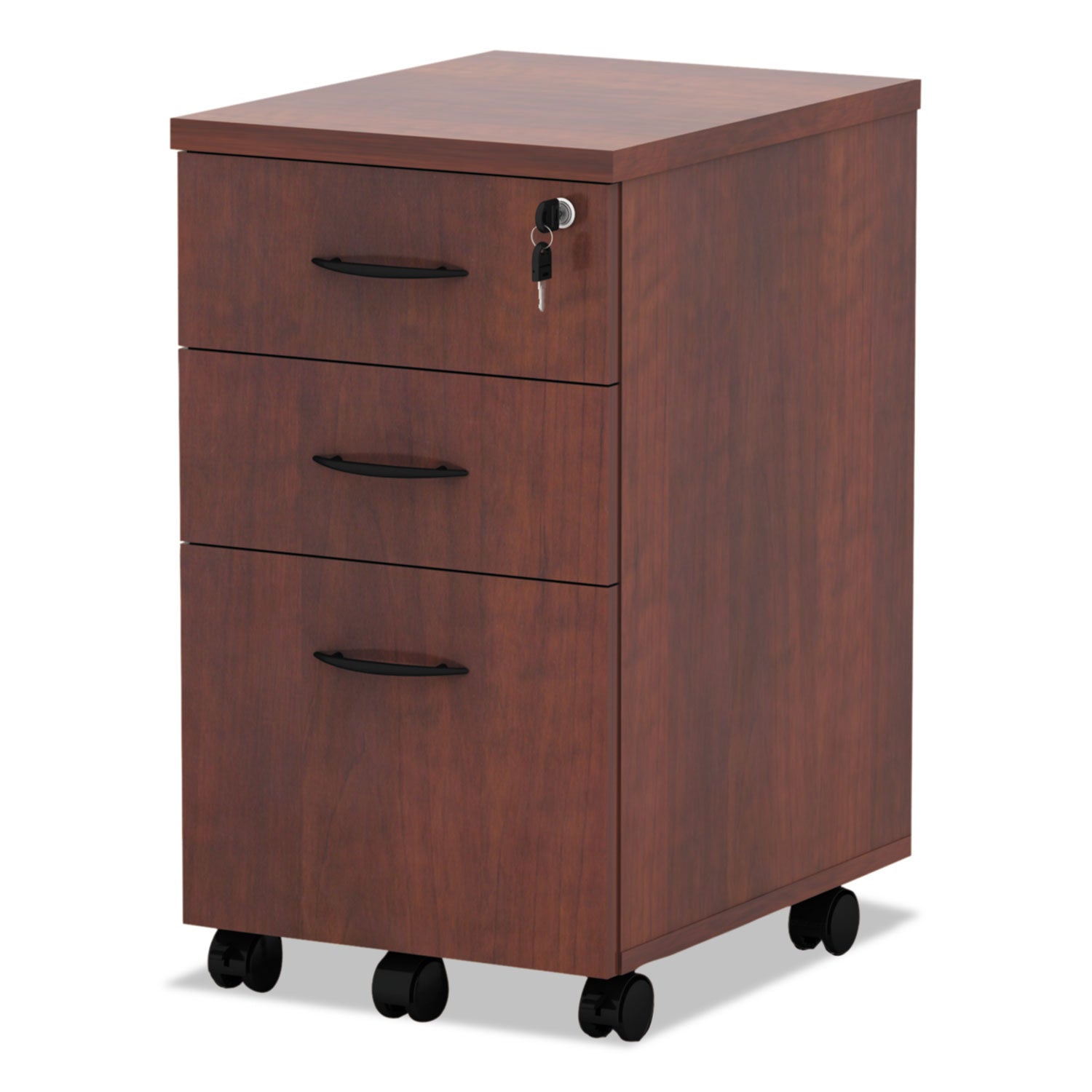 Alera Valencia Series Mobile Pedestal File, Left/Right, 3-Drawer: Box/Box/File, Legal/Letter, Cherry, 15.88" x 20.5" x 28.38