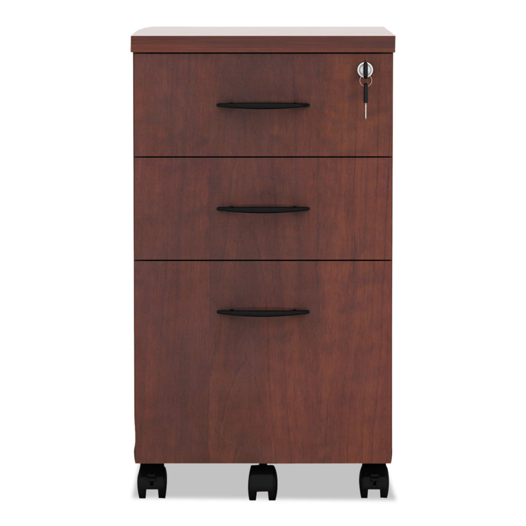 Alera Valencia Series Mobile Pedestal File, Left/Right, 3-Drawer: Box/Box/File, Legal/Letter, Cherry, 15.88" x 20.5" x 28.38