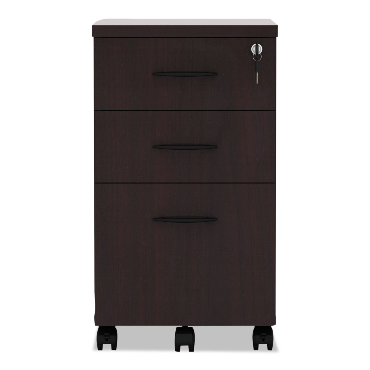 Alera Valencia Series Mobile Pedestal File, Left/Right, 3-Drawers: Box/Box/File, Legal/Letter, Mahogany, 15.88 x 20.5 x 28.38 - 