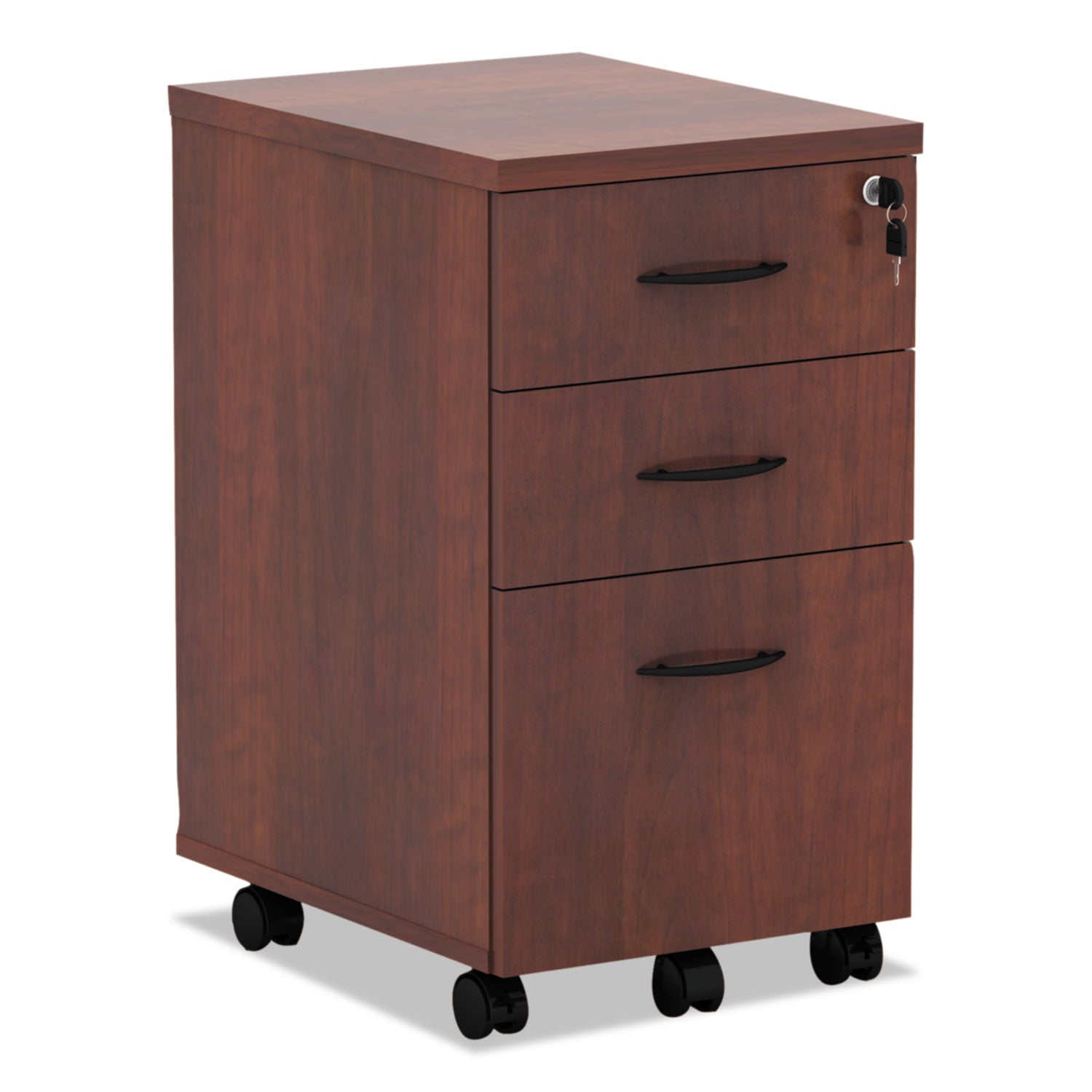 Alera Valencia Series Mobile Pedestal File, Left/Right, 3-Drawer: Box/Box/File, Legal/Letter, Cherry, 15.88" x 20.5" x 28.38