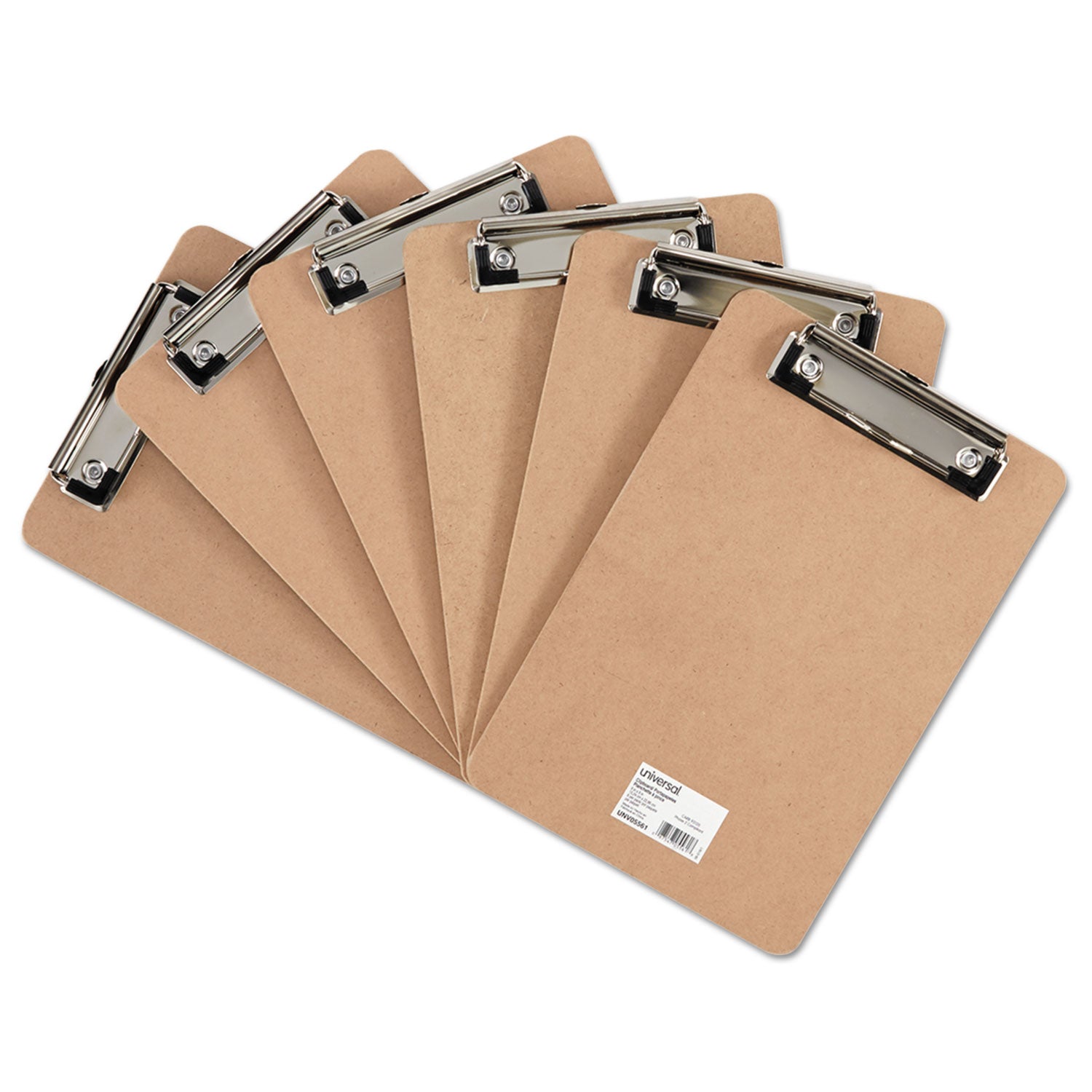 hardboard-clipboard-with-low-profile-clip-05-clip-capacity-holds-5-x-8-sheets-brown-6-pack_unv05561 - 1