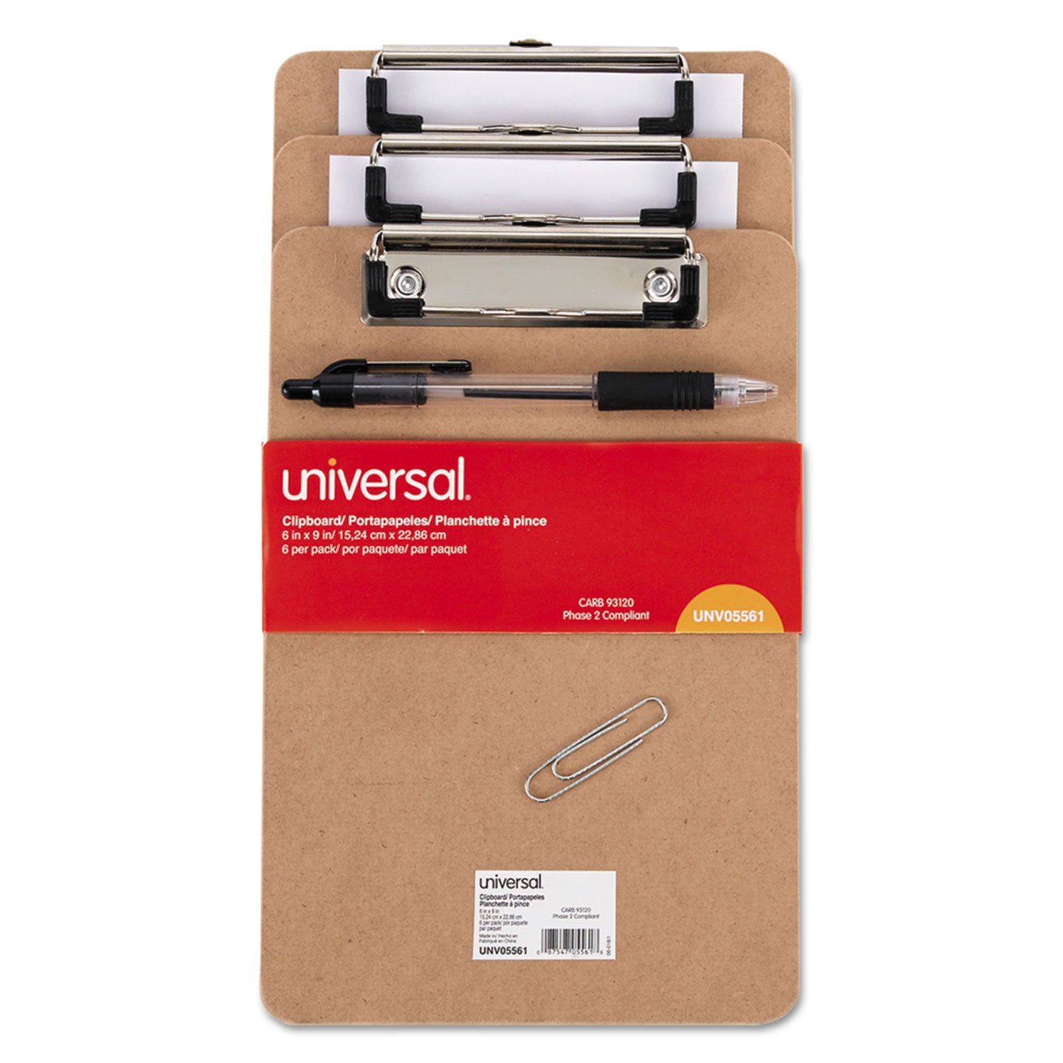 hardboard-clipboard-with-low-profile-clip-05-clip-capacity-holds-5-x-8-sheets-brown-6-pack_unv05561 - 2