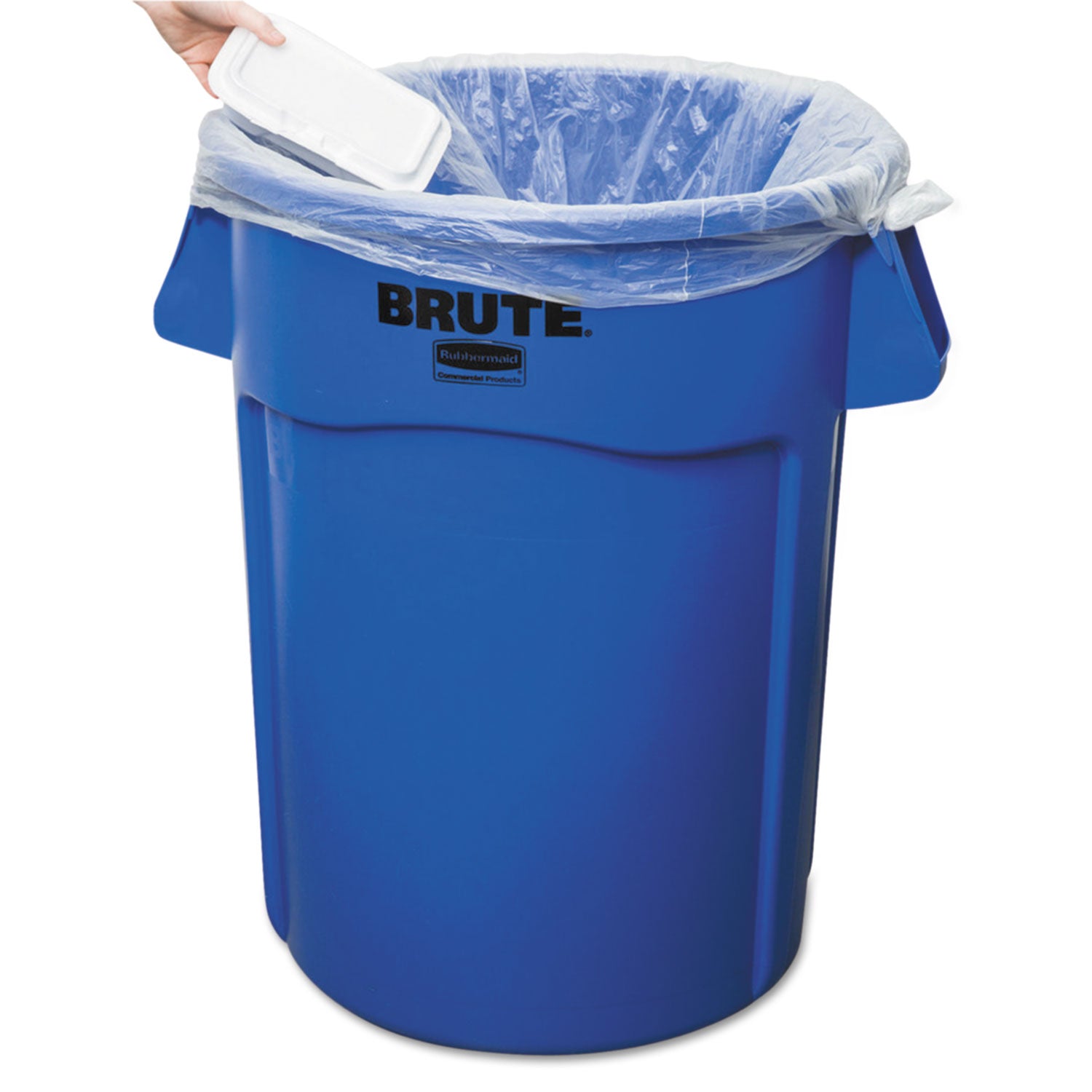 Vented Round Brute Container, 44 gal, Plastic, Blue - 2