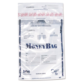 Tamper-Evident Deposit Bag, Plastic, 9 x 12, Clear, 100/Pack