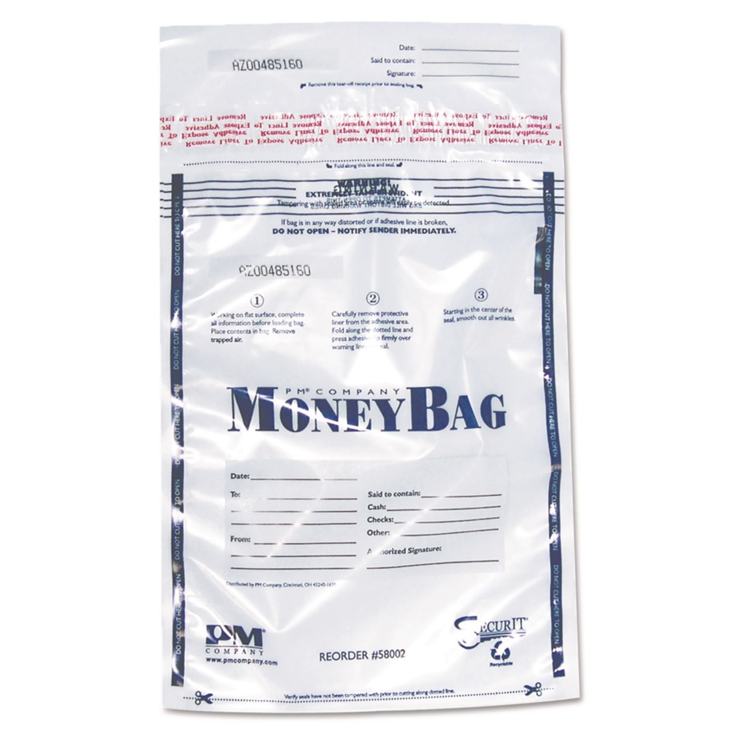 Tamper-Evident Deposit Bag, Plastic, 9 x 12, Clear, 100/Pack