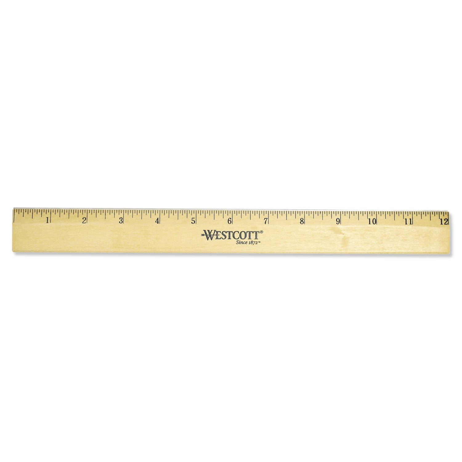 Wood Ruler with Single Metal Edge, Standard, 12" Long - 