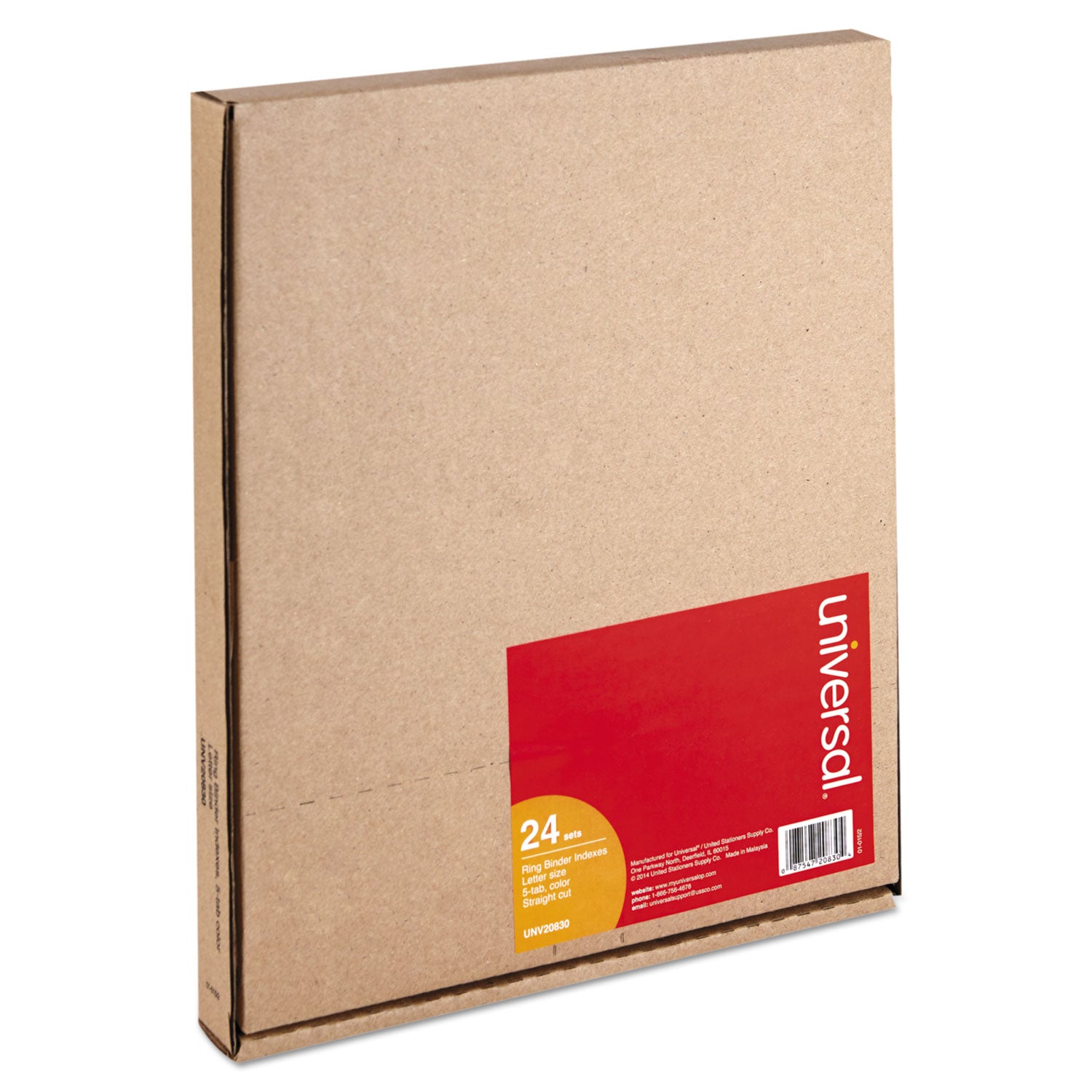 Insertable Tab Index, 5-Tab, 11 x 8.5, Buff, Assorted Tabs, 24 Sets - 