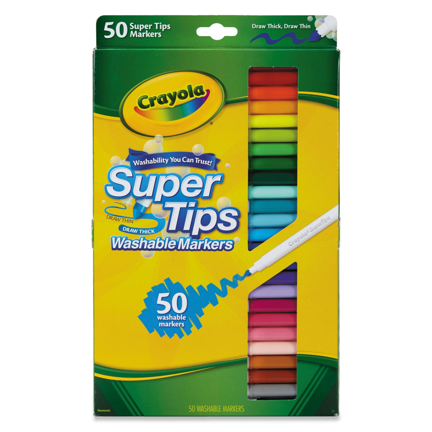 Washable Super Tips Markers, Fine/Broad Bullet Tips, Assorted Colors, 50/Set - 