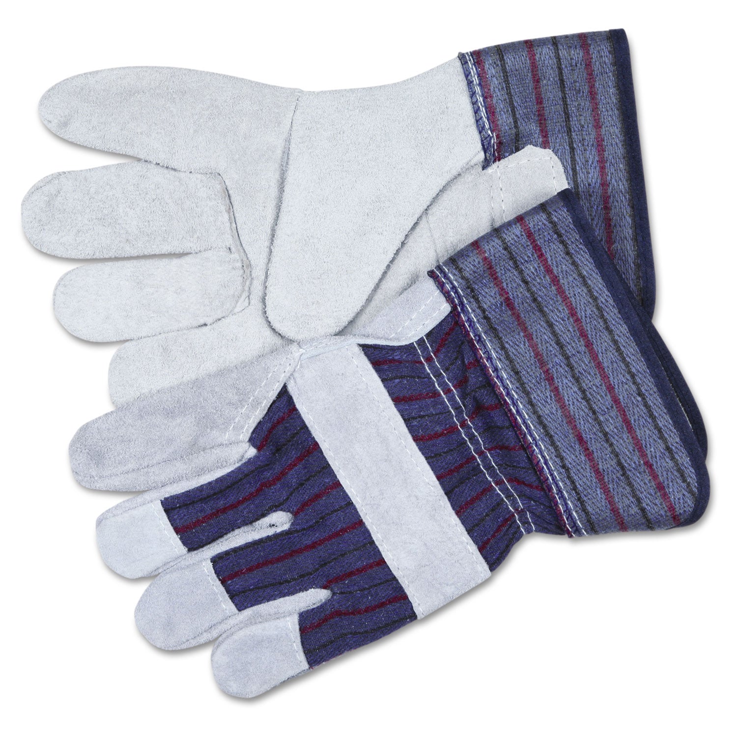 Split Leather Palm Gloves, Large, Gray, Pair - 
