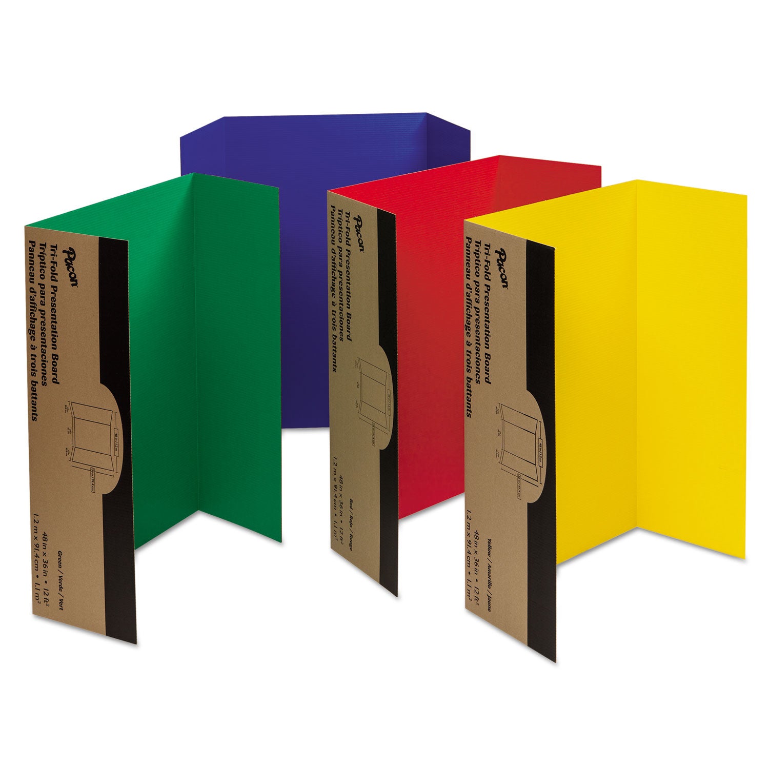 Spotlight Corrugated Presentation Display Boards, 48 x 36, Blue, Green, Red, Yellow, 4/Carton - 